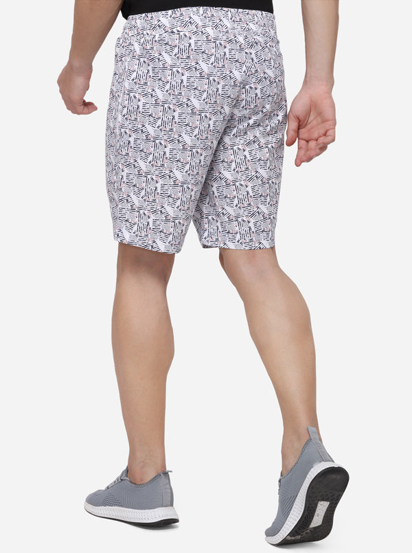 Snow White Regular Fit Printed Shorts | JadeBlue