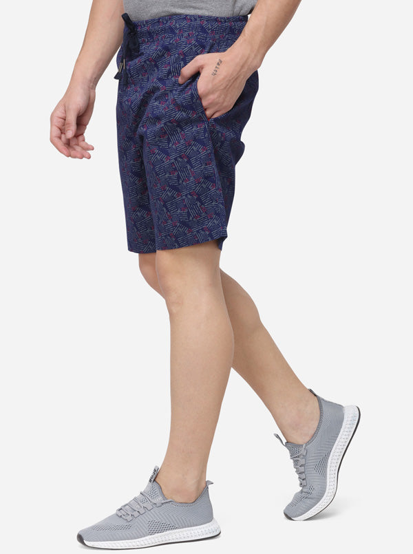 Blue Regular Fit Printed Shorts | JadeBlue