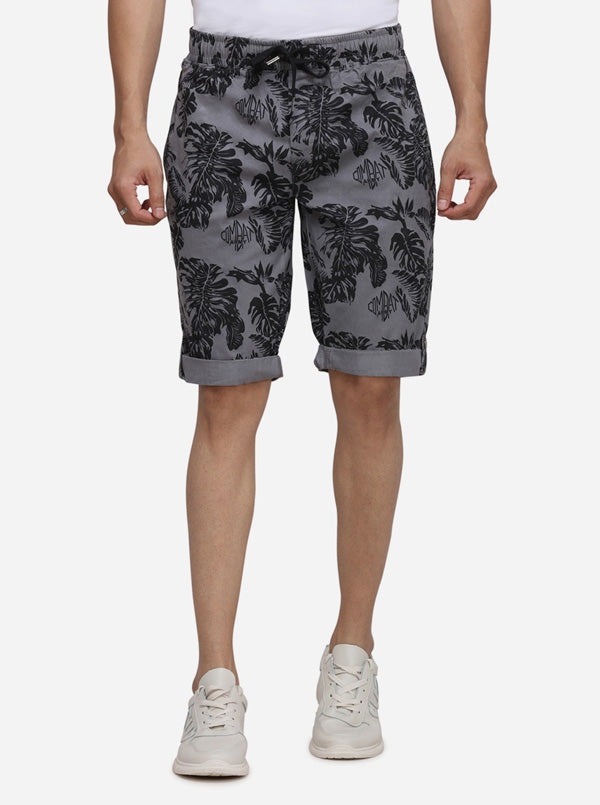 Grey Printed Regular Fit Capri | JadeBlue