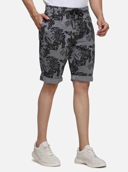 Grey Printed Regular Fit Capri | JadeBlue