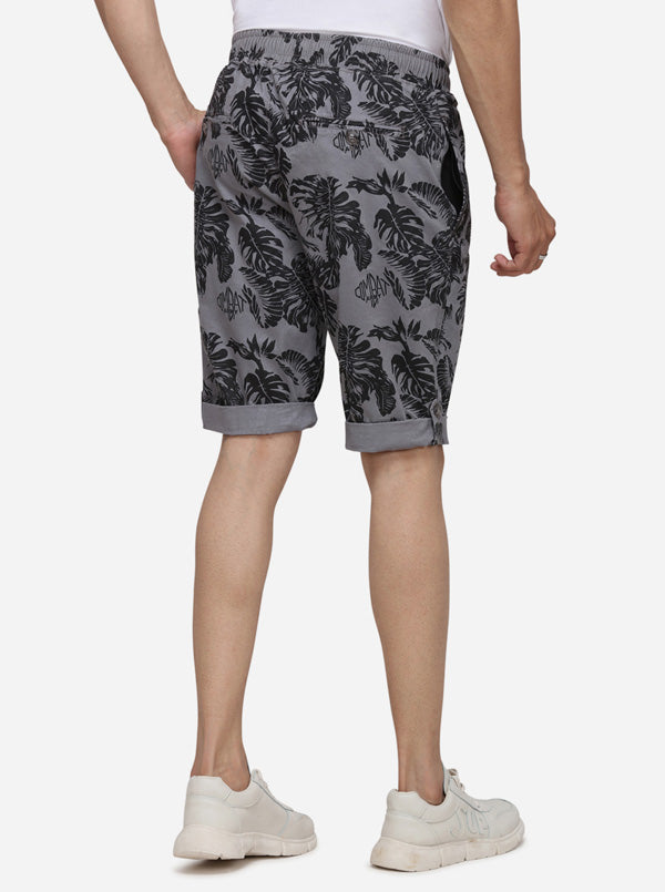 Grey Printed Regular Fit Capri | JadeBlue