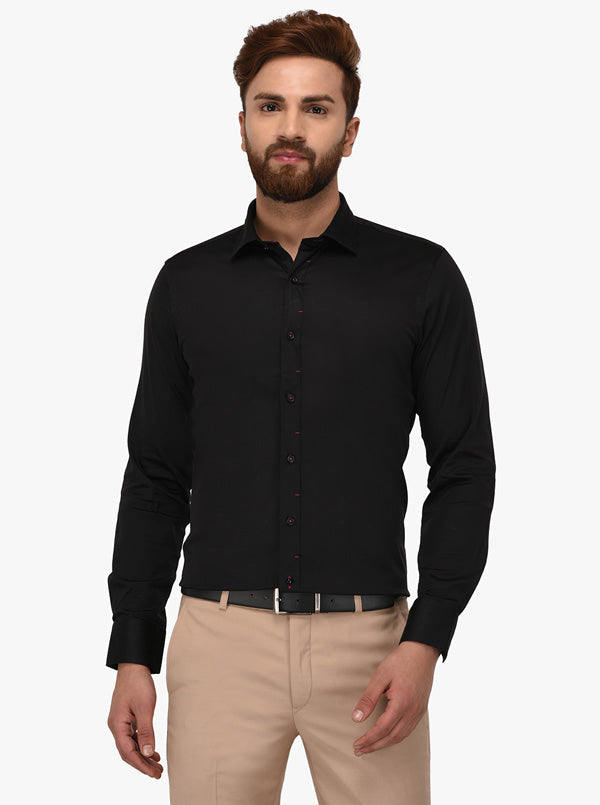 Wyre Black Slim Fit Party Wear Shirt