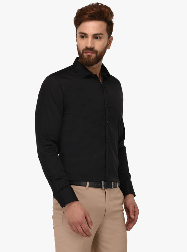 Wyre Black Slim Fit Party Wear Shirt