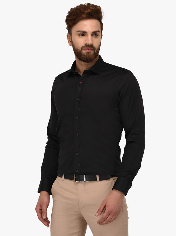 Wyre Black Slim Fit Party Wear Shirt