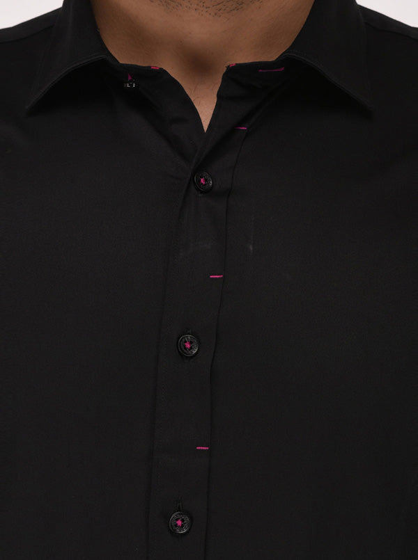 Wyre Black Slim Fit Party Wear Shirt