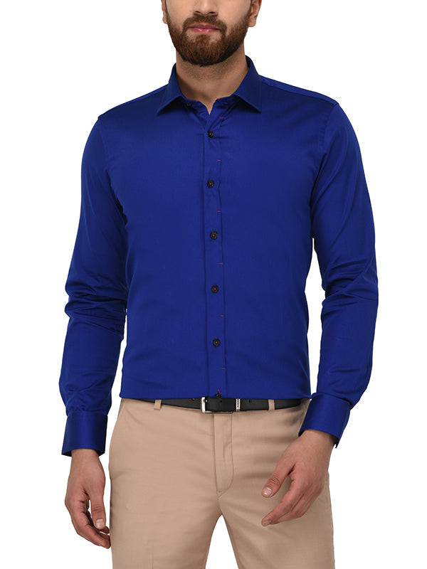 Wyre Azure Blue Slim Fit Party Wear Shirt