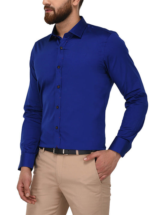 Wyre Azure Blue Slim Fit Party Wear Shirt