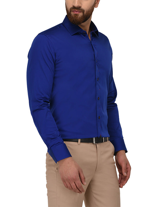 Wyre Azure Blue Slim Fit Party Wear Shirt