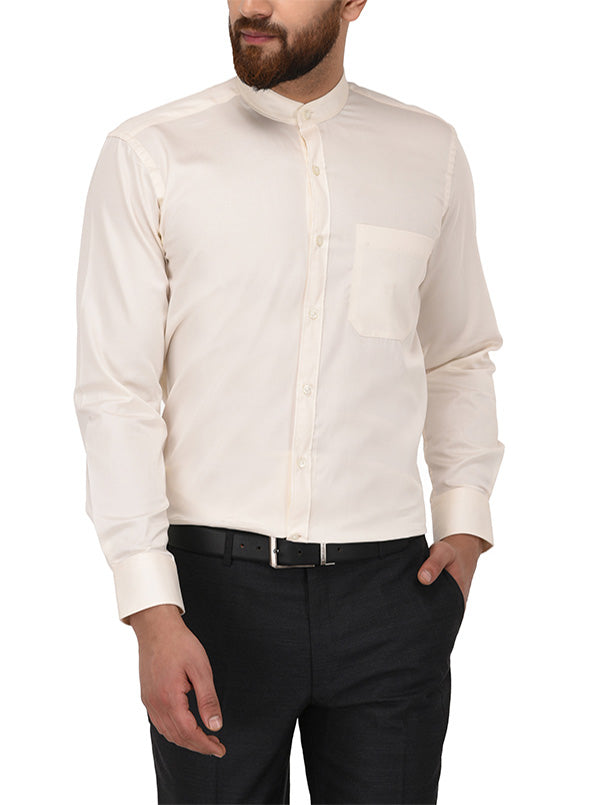 Metal Cream Slim Fit Evening Wear Shirt