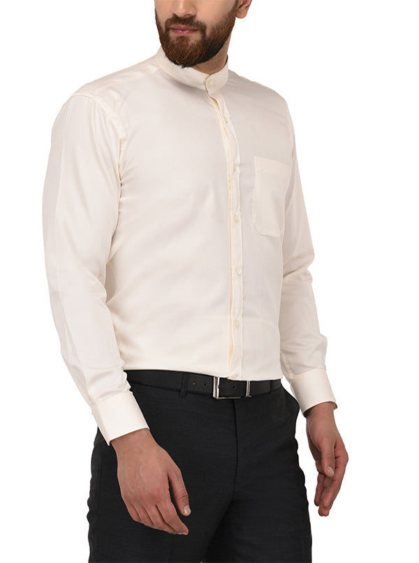 Metal Cream Slim Fit Evening Wear Shirt