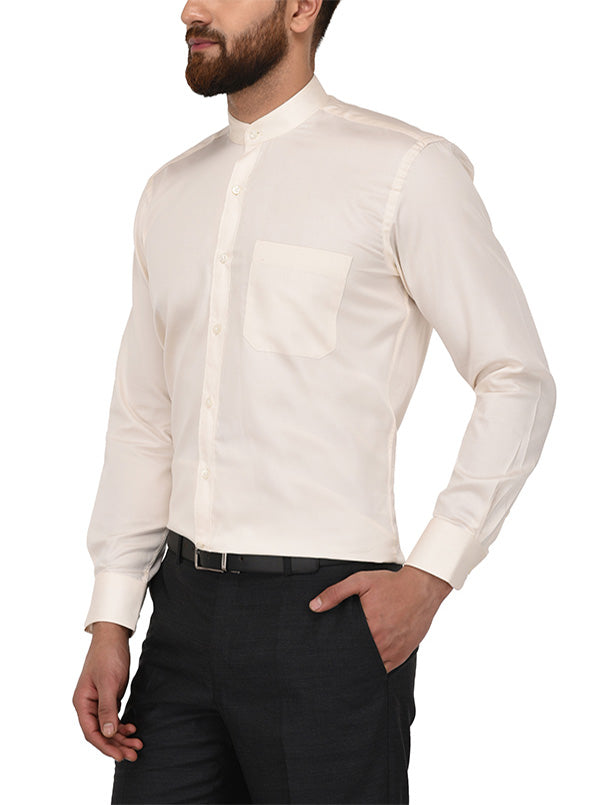 Metal Cream Slim Fit Evening Wear Shirt