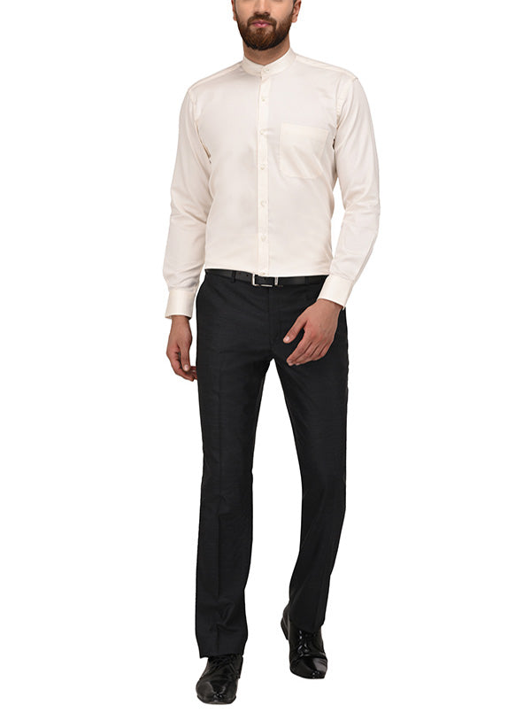 Metal Cream Slim Fit Evening Wear Shirt