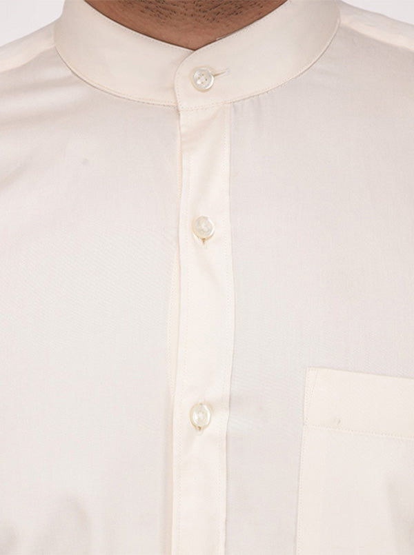 Metal Cream Slim Fit Evening Wear Shirt