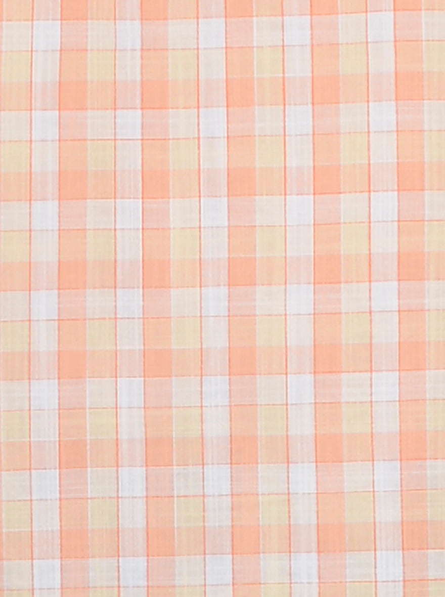Orange Checked Slim Fit Casual Shirt | Greenfibre
