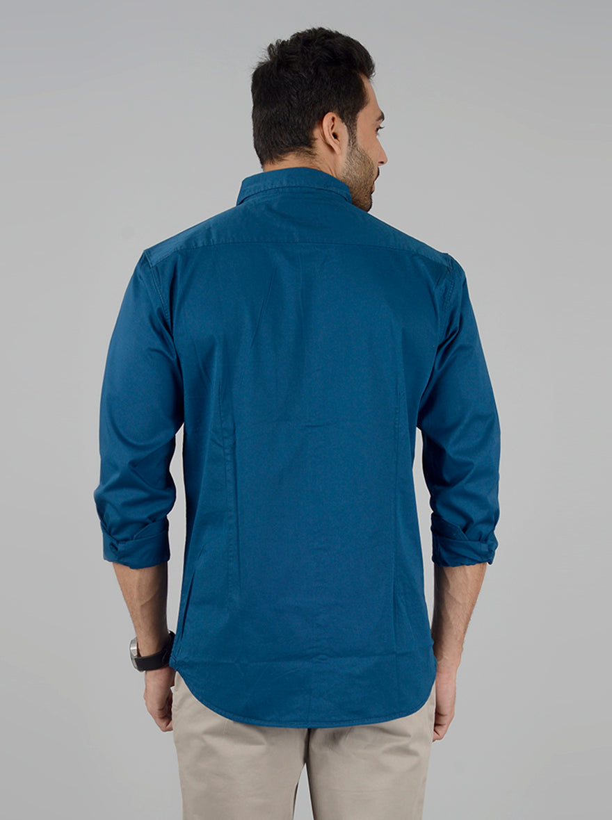 True Blue Solid Slim Fit Casual Shirt | JB Sport