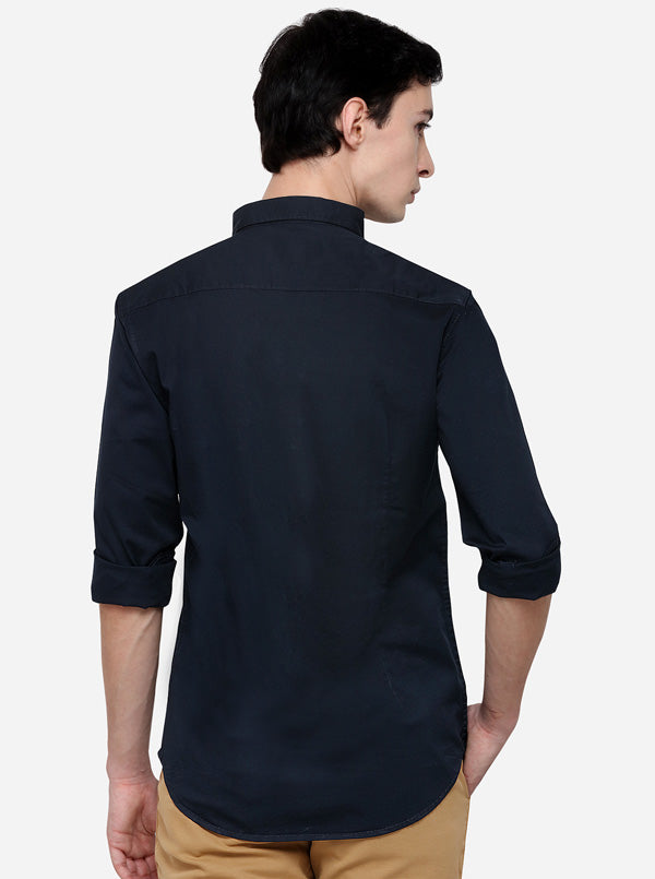 Black Slim Fit Solid Casual Shirt | JB Sport