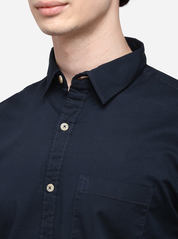 Black Slim Fit Solid Casual Shirt | JB Sport