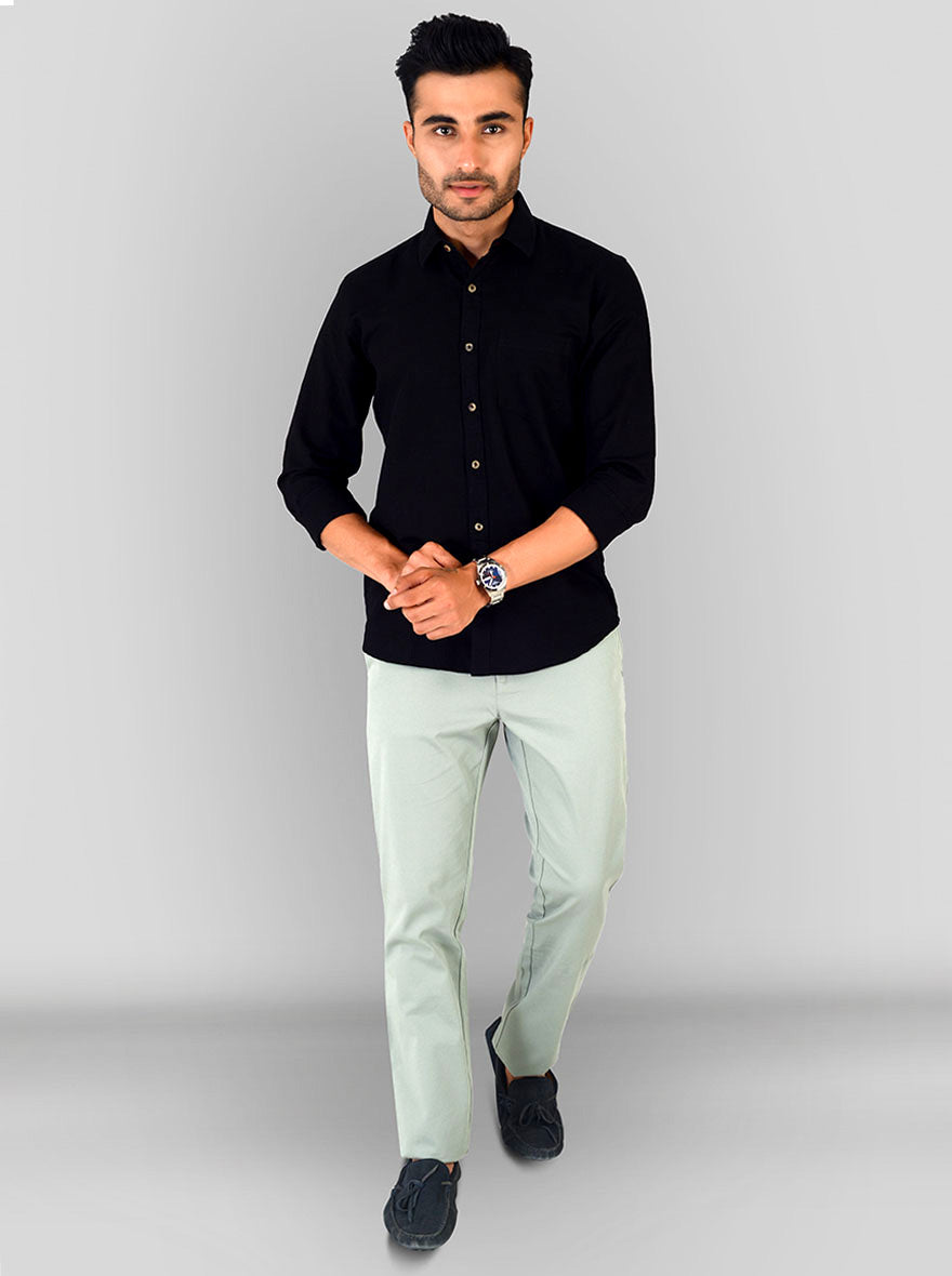 Black Solid Smart Fit Casual Shirt | Greenfibre