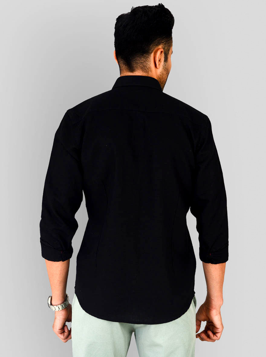 Black Solid Smart Fit Casual Shirt | Greenfibre