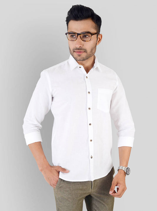 White Solid Smart Fit Casual Shirt | Greenfibre