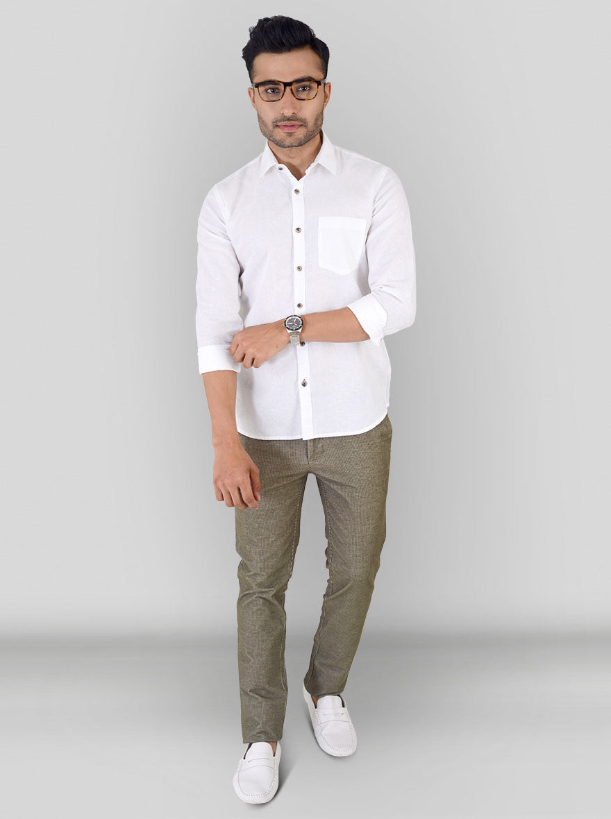 White Solid Smart Fit Casual Shirt | Greenfibre