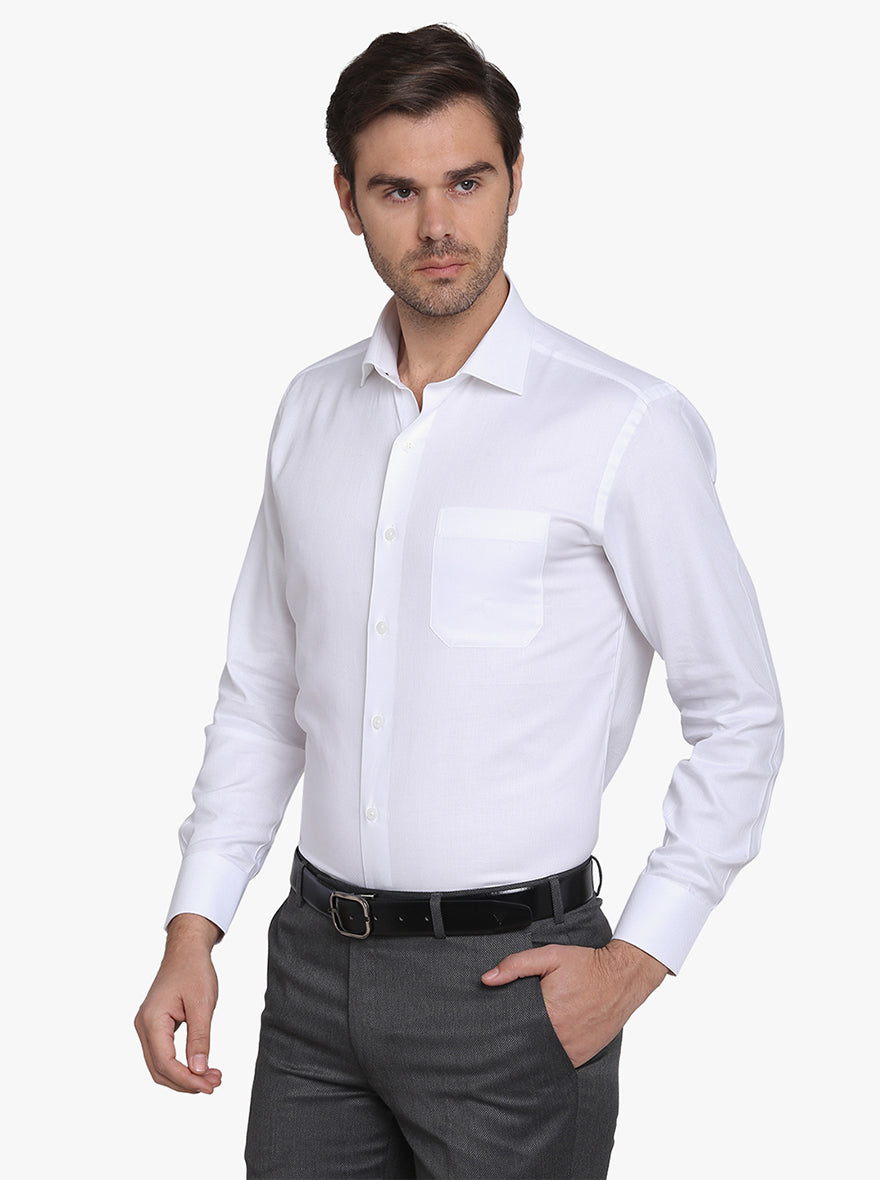 White Dobby Slim Fit Formal Shirt  | Metal