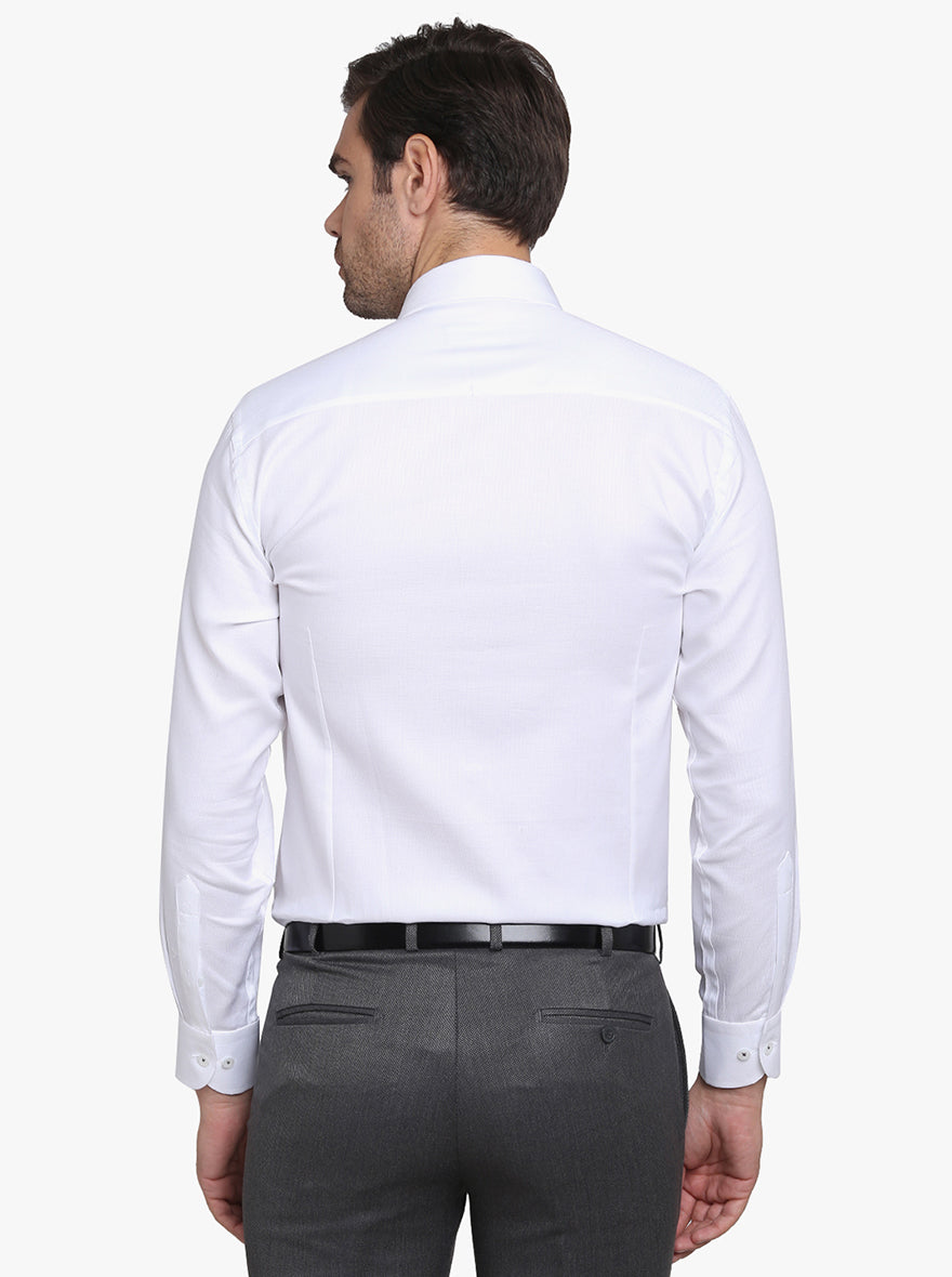 White Dobby Slim Fit Formal Shirt  | Metal