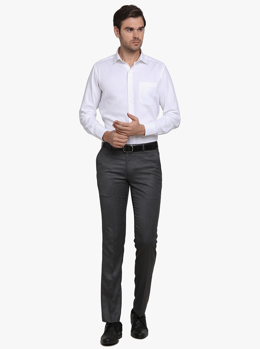 White Dobby Slim Fit Formal Shirt  | Metal