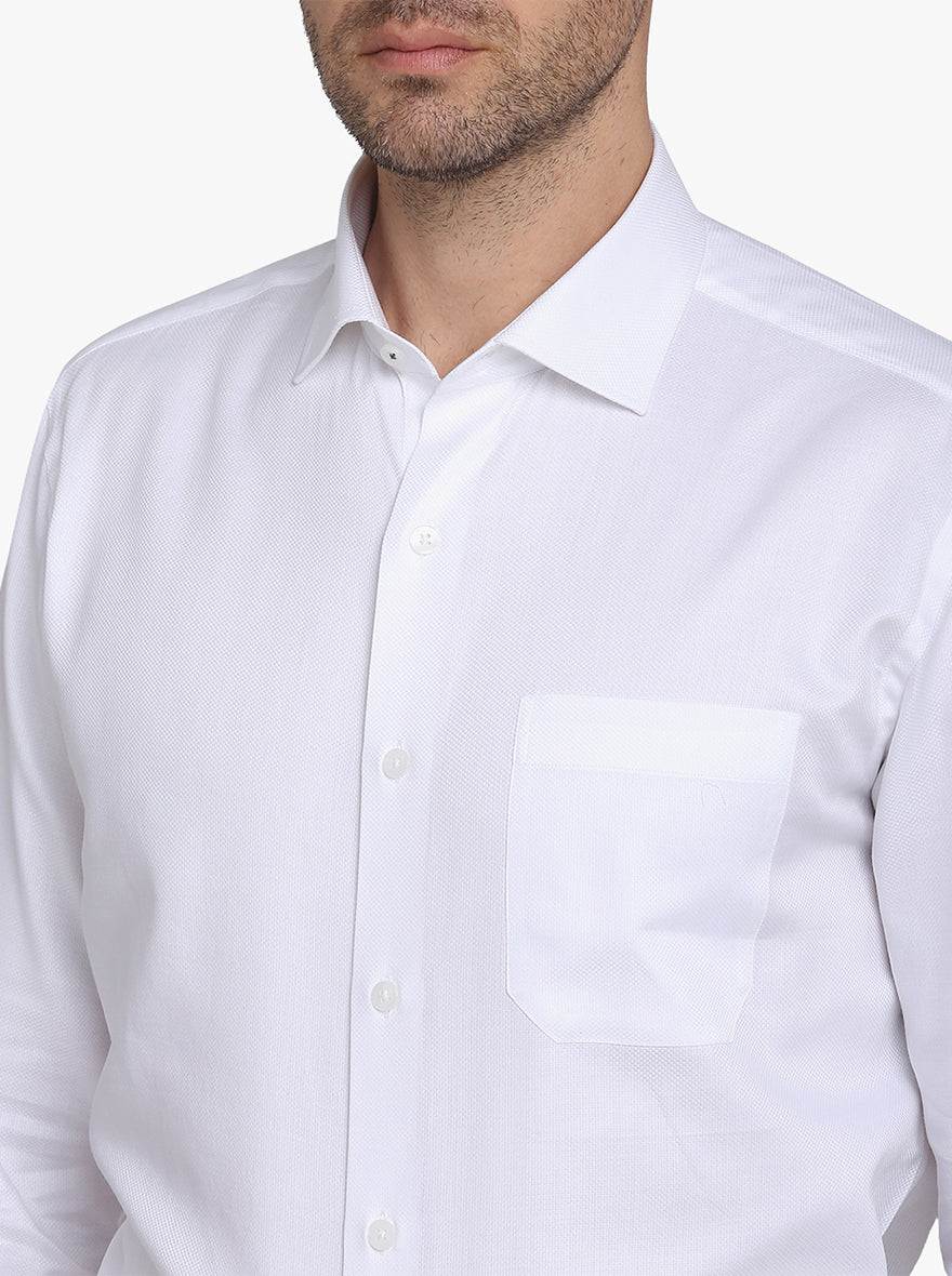 White Dobby Slim Fit Formal Shirt  | Metal