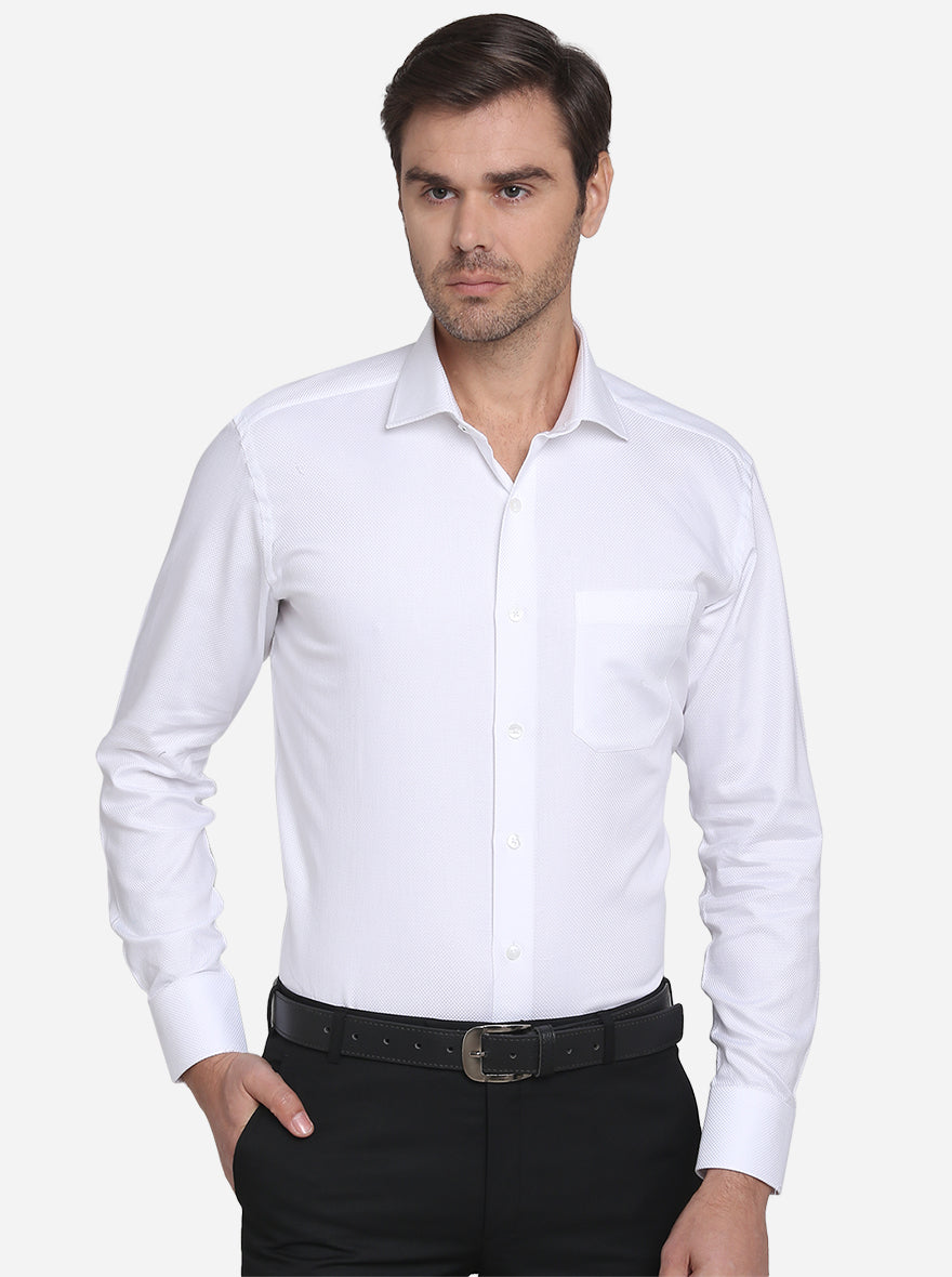 White Dobby Slim Fit Formal Shirt  | Metal