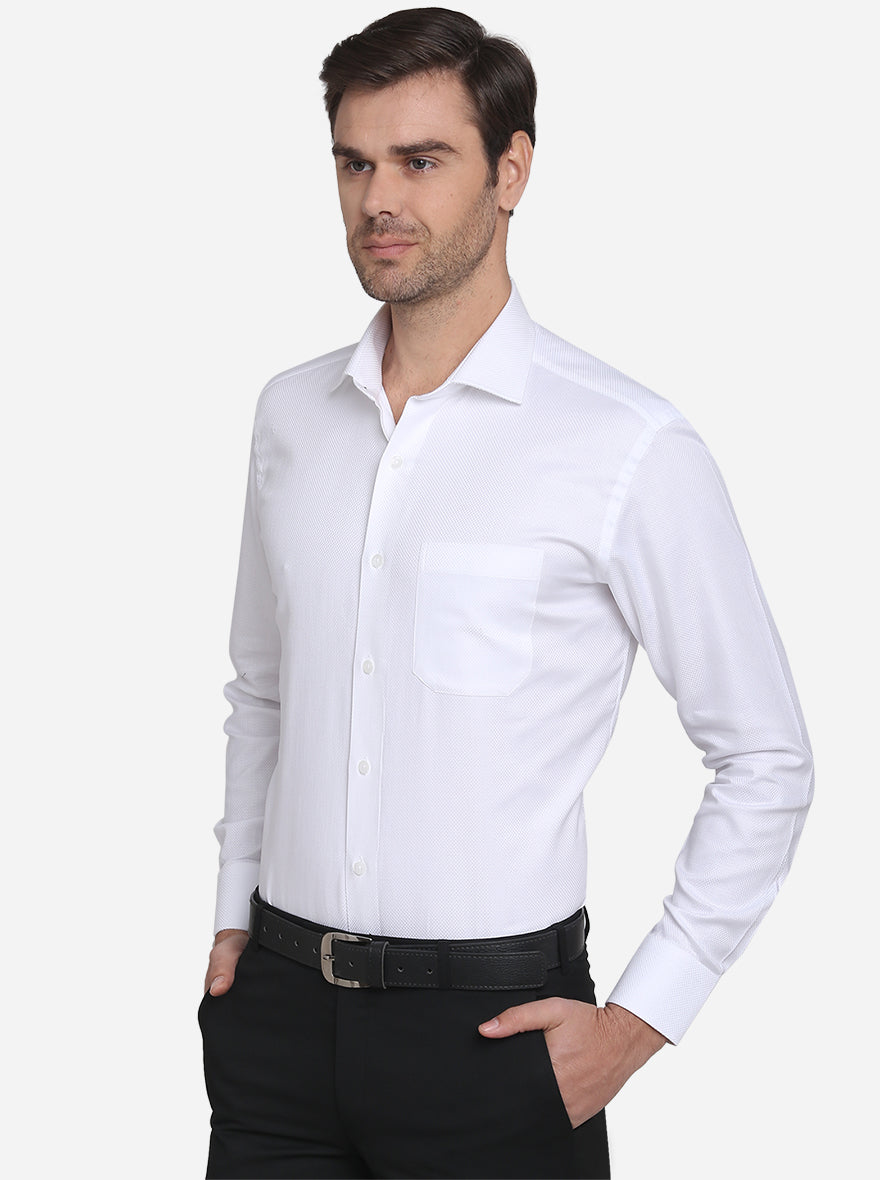 White Dobby Slim Fit Formal Shirt  | Metal