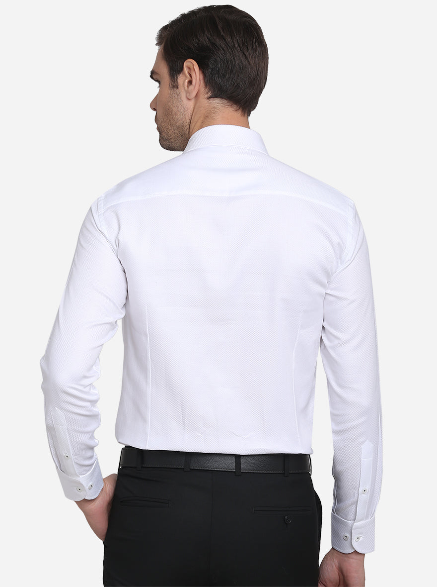 White Dobby Slim Fit Formal Shirt  | Metal