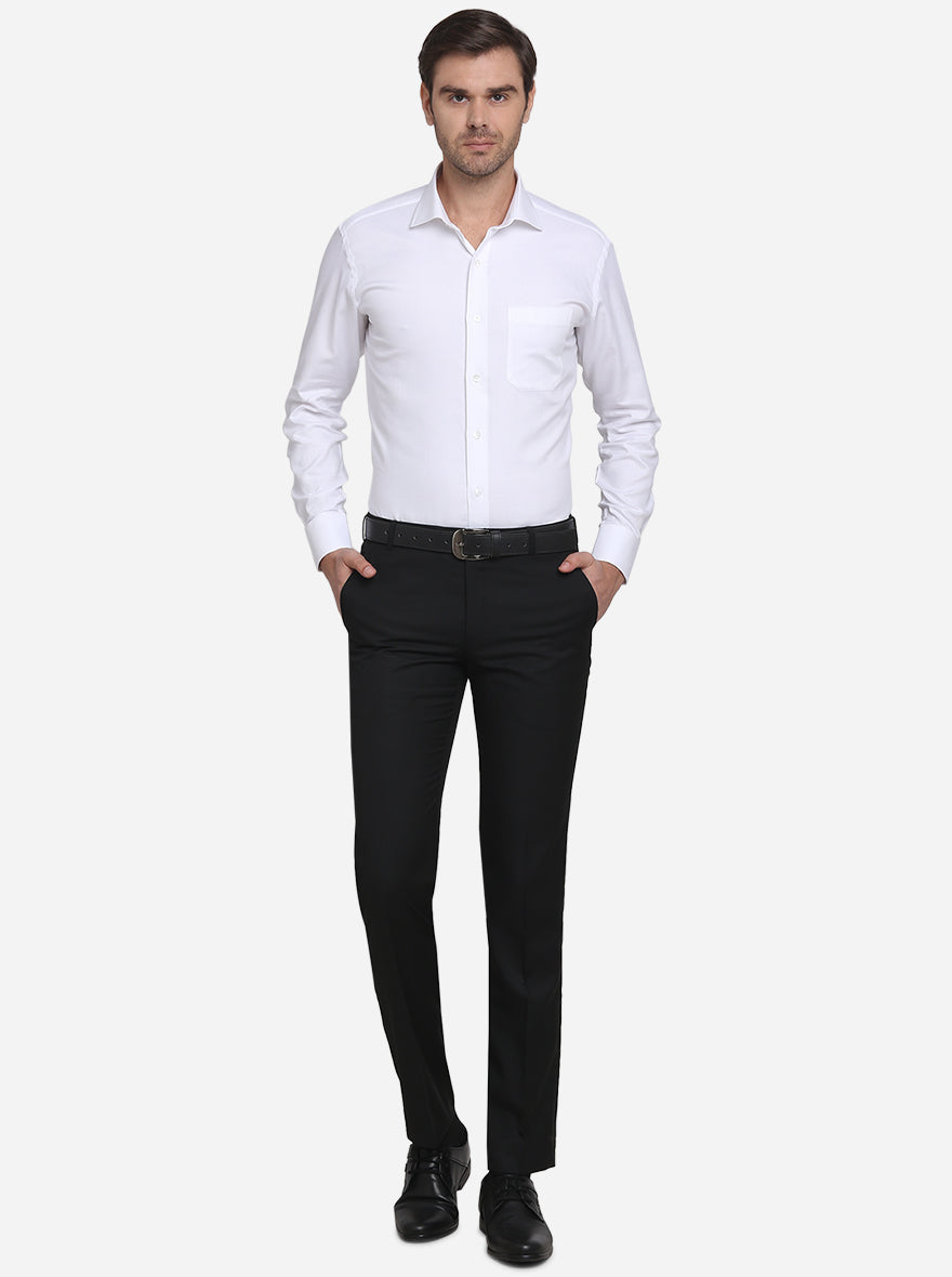 White Dobby Slim Fit Formal Shirt  | Metal