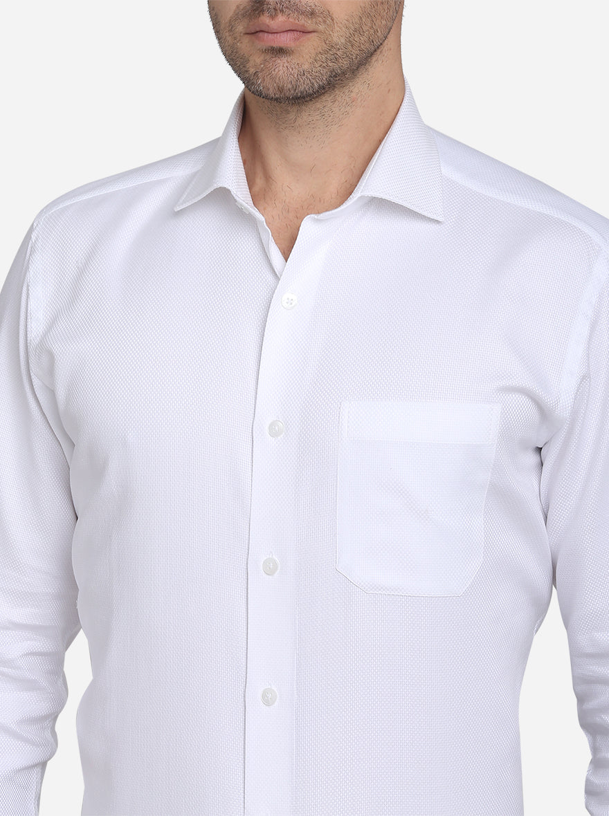 White Dobby Slim Fit Formal Shirt  | Metal