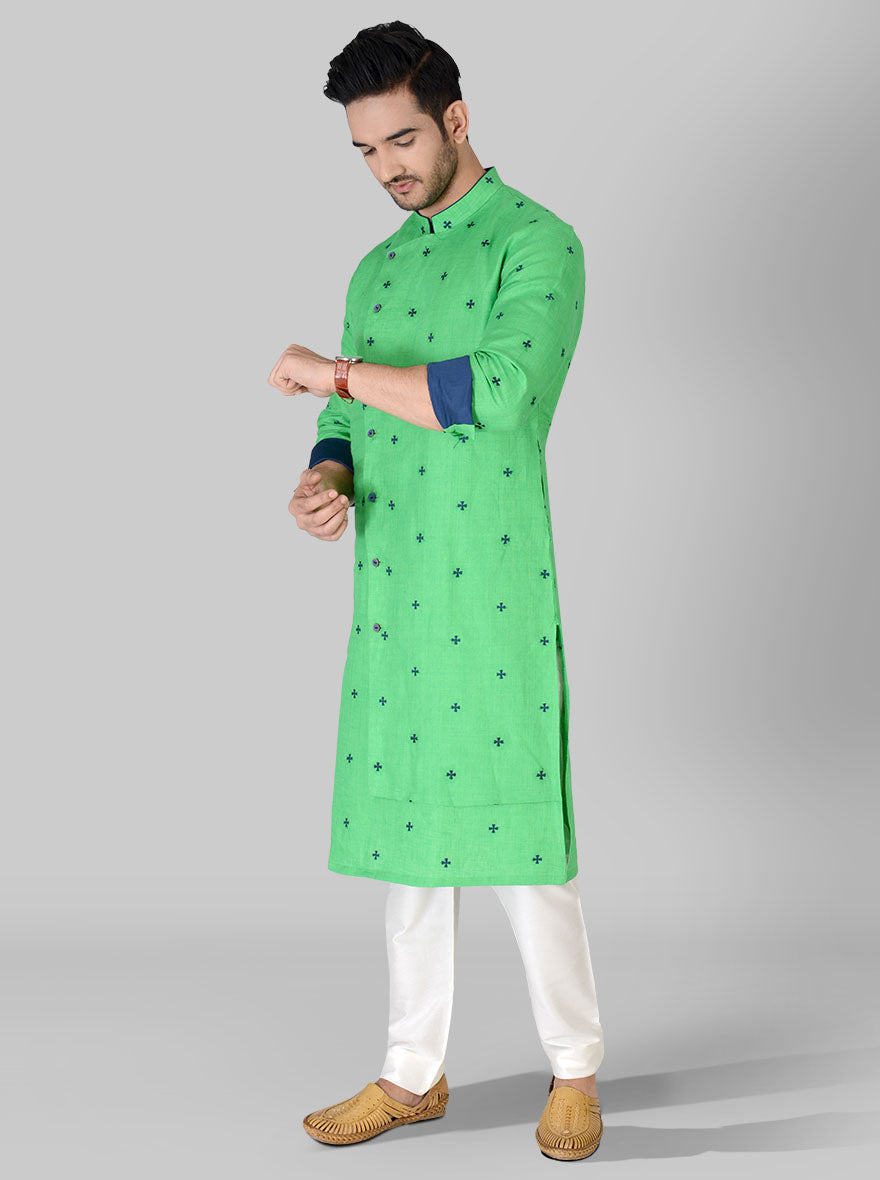 Bright Green & Blue Kurta Set | TULA