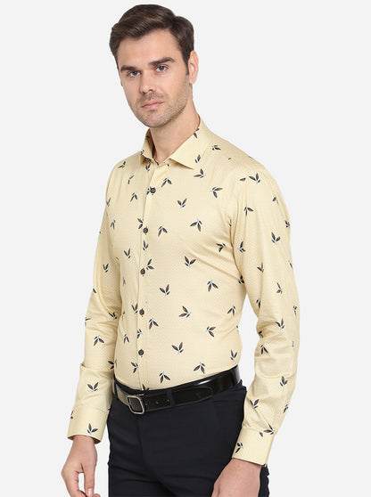 Albescent"s White Printed Slim Fit Party Wear Shirt | JB Studio