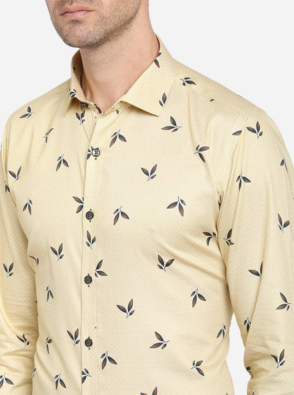 Albescent"s White Printed Slim Fit Party Wear Shirt | JB Studio