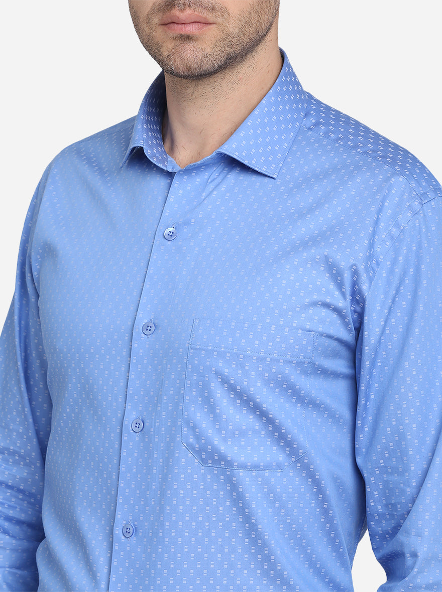 Light Blue Dobby Slim Fit Formal Shirt  | Metal