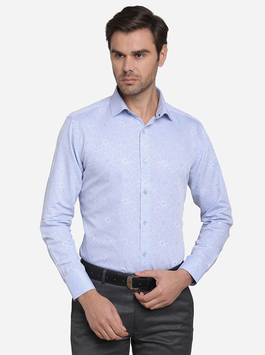 Light Blue Dobby Slim Fit Formal Shirt | Metal