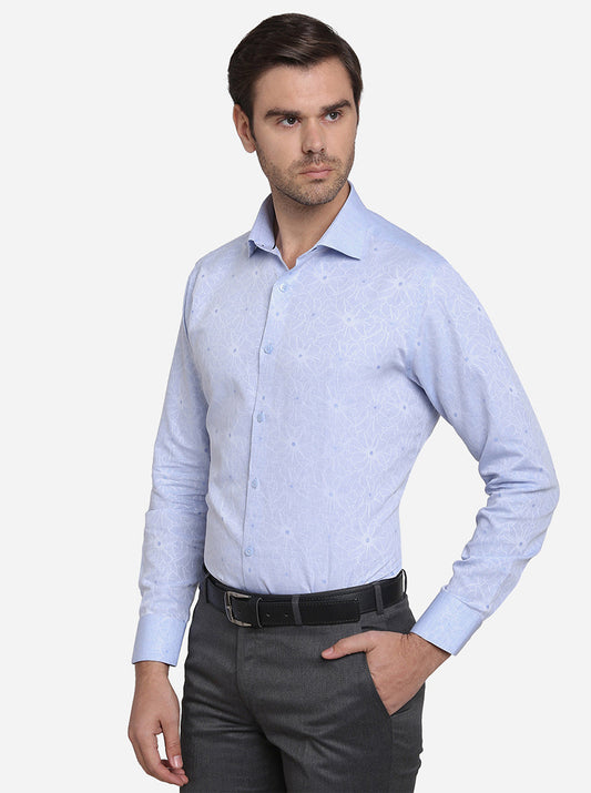 Light Blue Dobby Slim Fit Formal Shirt | Metal