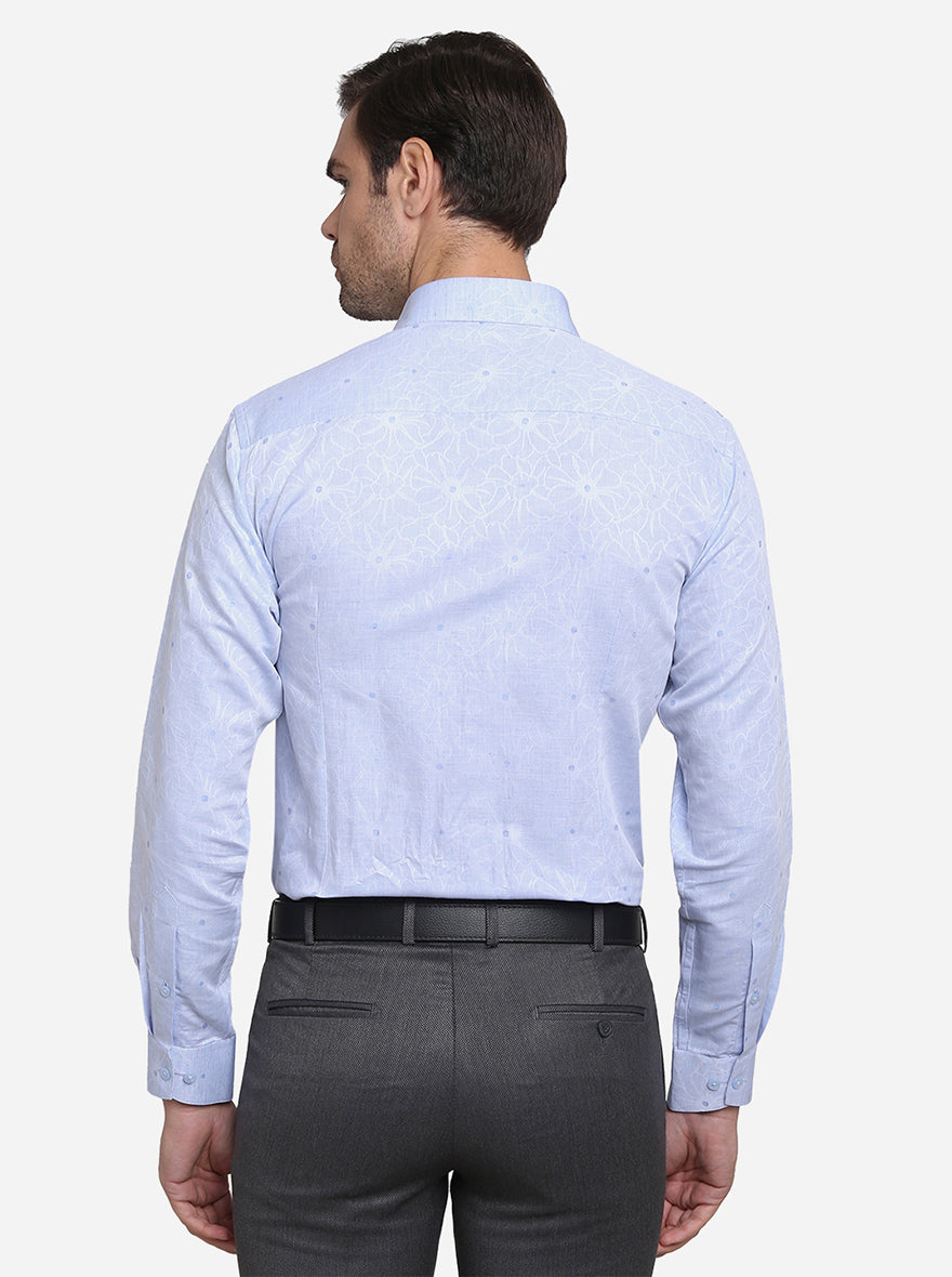 Light Blue Dobby Slim Fit Formal Shirt | Metal