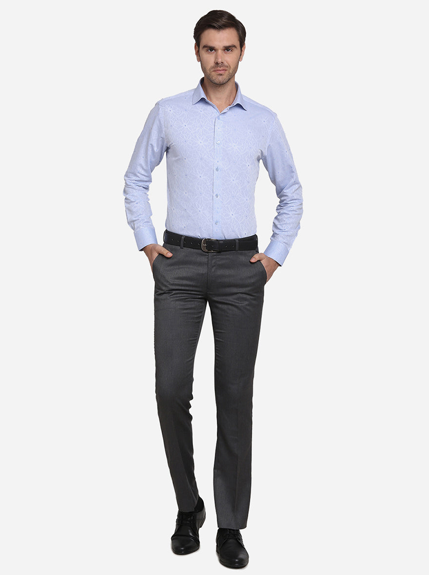 Light Blue Dobby Slim Fit Formal Shirt | Metal