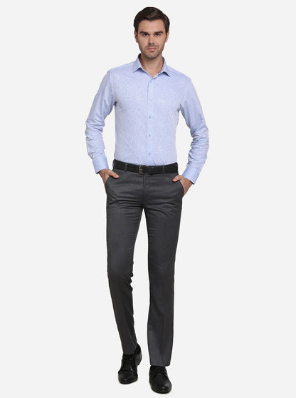 Light Blue Dobby Slim Fit Formal Shirt | Metal