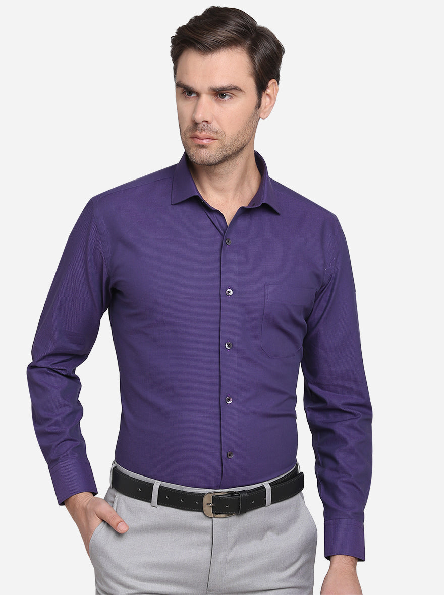 Purple Dobby Slim Fit Formal Shirt | Metal