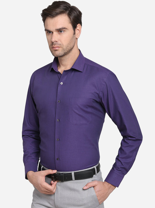 Purple Dobby Slim Fit Formal Shirt | Metal