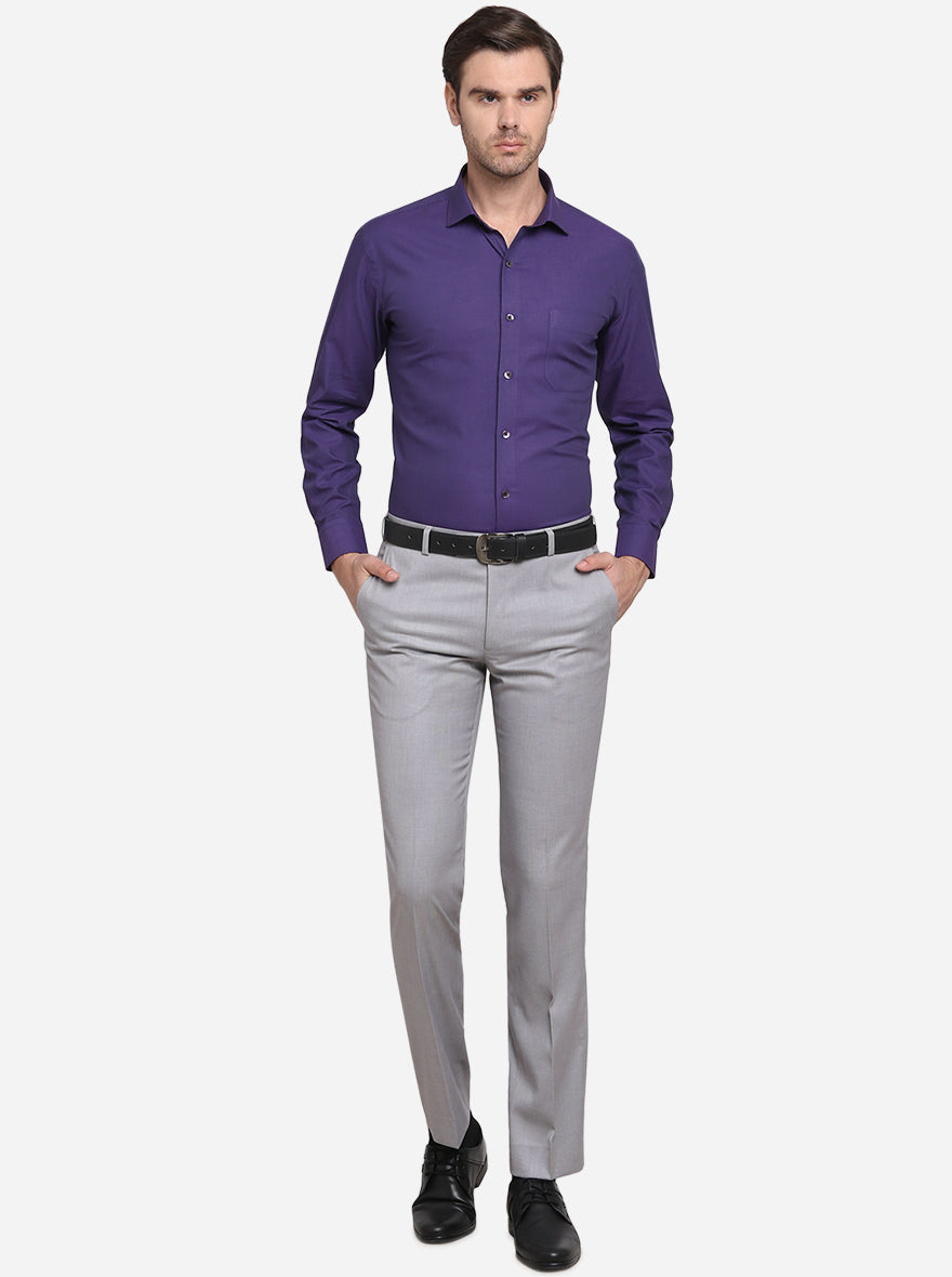 Purple Dobby Slim Fit Formal Shirt | Metal