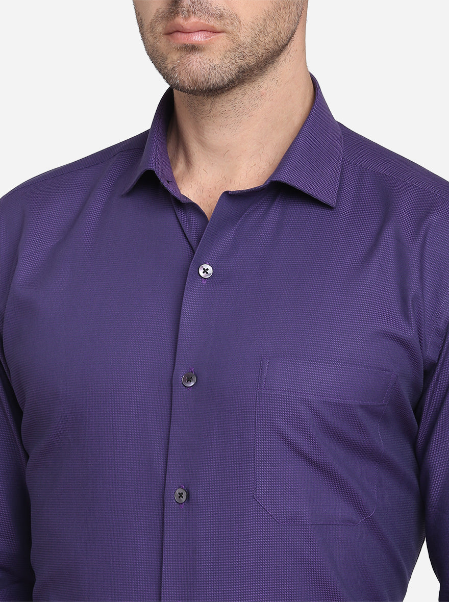 Purple Dobby Slim Fit Formal Shirt | Metal