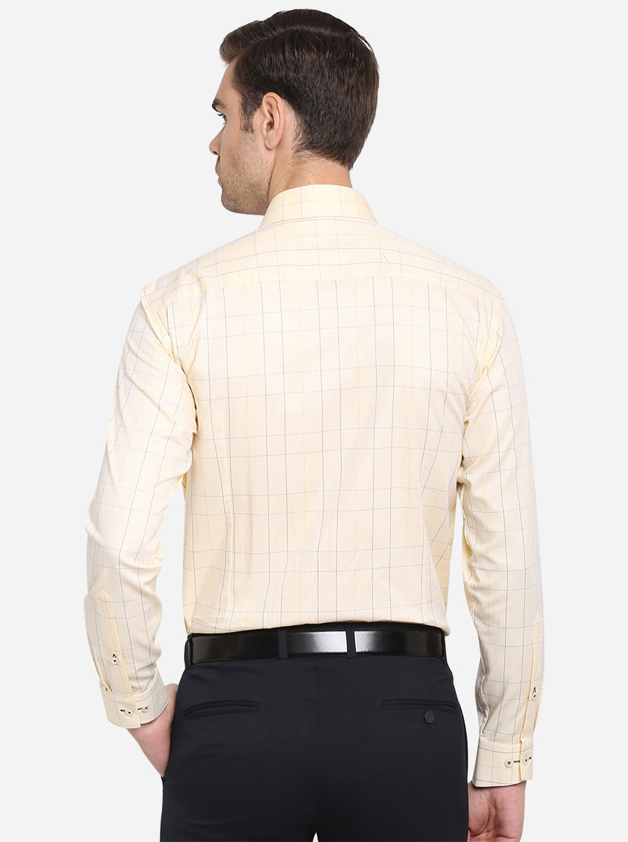 Yellow & Blue Checked Slim Fit Formal Shirt | Metal