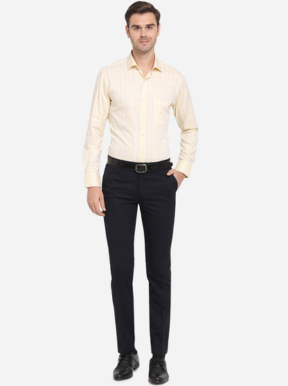 Yellow & Blue Checked Slim Fit Formal Shirt | Metal