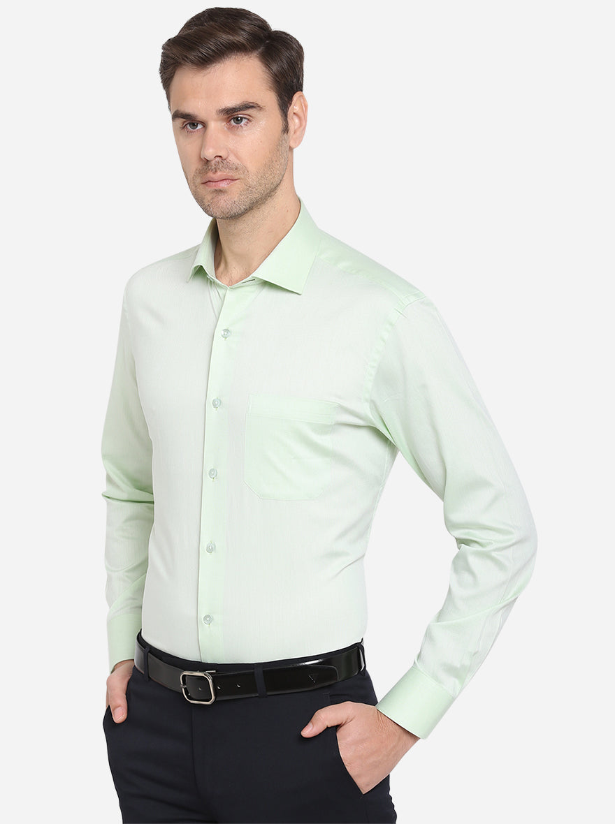 Pastel Green Dobby Slim Fit Formal Shirt | Metal